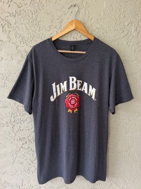 Jim Beam Whiskey Logo Graphic T-Shirt Charcoal Gray